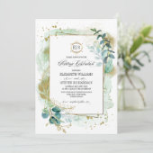 Invitation prairie sauvage | Mariage végétal vert géométrique (Debout devant)