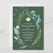 Invitation prairie sauvage | Mariage végétal vert géométrique (Devant)