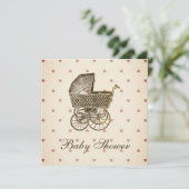Invitation PRAM BÉBÉ vintage | Baby shower (Debout devant)