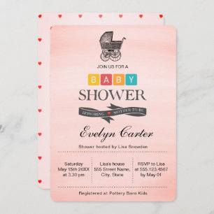 INVITATION PRAM BÉBÉ VINTAGE BABY SHOWER
