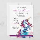 Invitation Prancing Unicorn Sparkle Girl 10th Birthday (Devant)