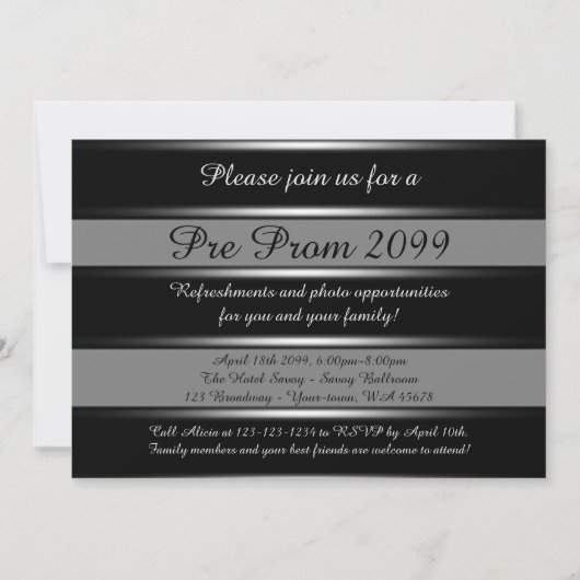 Invitation pré-bal, Pré bal, Quinceanera, Noir (Devant)
