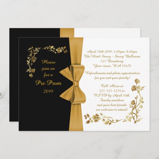 Invitation pré-bal, Pré-bal, Quinceanera, Sweet16 (Devant / Derrière)