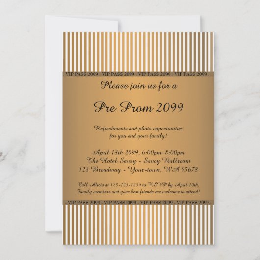 Invitation pré-bal, Pré bal, Quinceanera, VIP PASS (Devant)