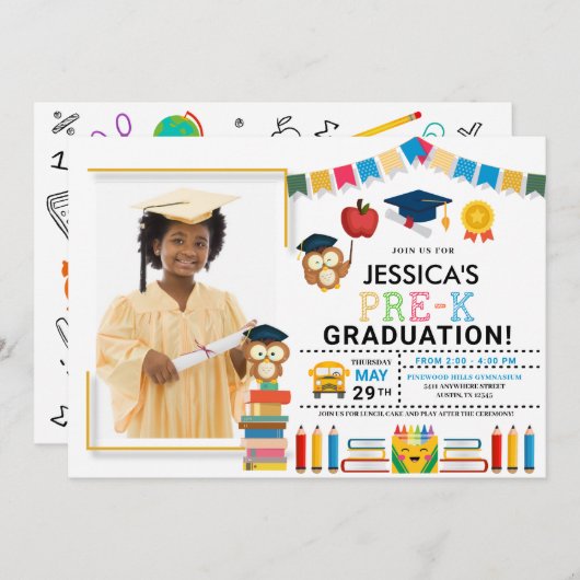 Invitation pré-K Photo Graduation (Devant / Derrière)