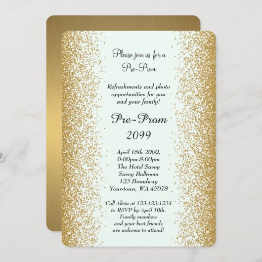 Invitation Pré Prom, Pré Prom, Quinceanera, Doux-seize, 2 (Devant / Derrière)