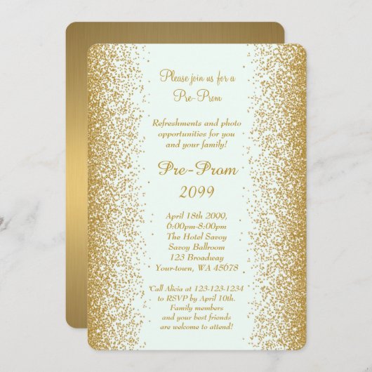 Invitation Pré Prom, Pré Prom, Quinceanera, Sweet-seize, (Devant / Derrière)