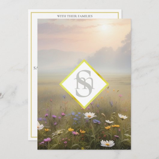 Invitation *~ Pré romantique AR26 QR + Mariage floral RSVP (Devant / Derrière)