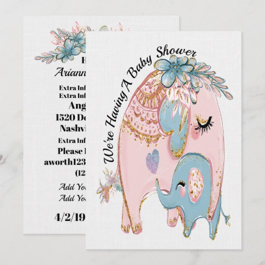 Invitation Précieuse au Baby shower (Devant / Derrière)