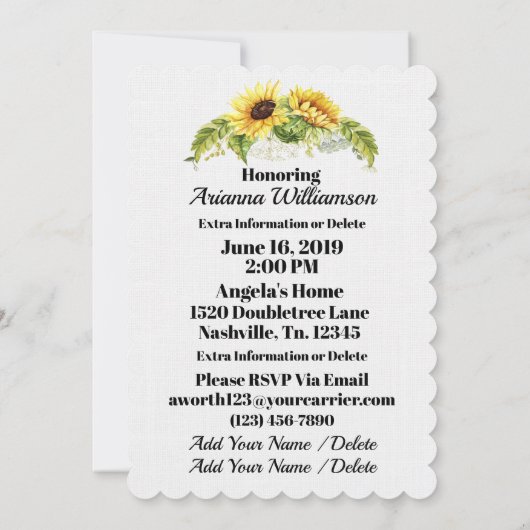 Invitation Précieuse au Baby shower (Dos)