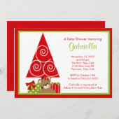 Invitation Précieuse Baby shower de Noël (Devant / Derrière)