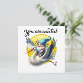 Invitation Précieux cigogne et Gnome (Debout devant)