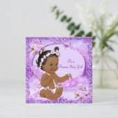 Invitation Precious Baby shower Fille violet Floral Ethnique (Debout devant)