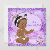 Invitation Precious Baby shower Fille violet Floral Ethnique (Devant)