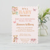 Invitation Precious fille Teddy Bear Baby shower (Debout devant)