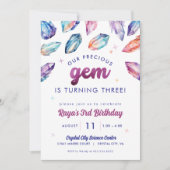 Invitation Precious Gem Girls 3e Birthday Crystals (Devant)