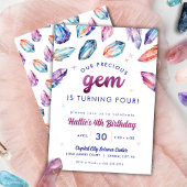 Invitation Precious Gem Girls 4th Birthday Crystals