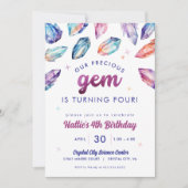 Invitation Precious Gem Girls 4th Birthday Crystals (Devant)