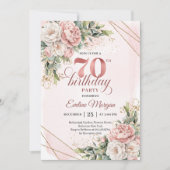 Invitation Precious Light Pink Bohemian Floral 70th Birthday  (Devant)