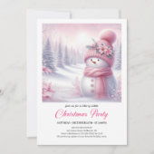 Invitation Precious Pink Snowman Editable Kids Christmas  (Devant)