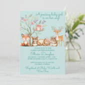 Invitation Precious Woodland Animals Baby Shower (Debout devant)