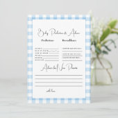 Invitation Prédictions Bébé Gingham Bleu Clair  (Debout devant)