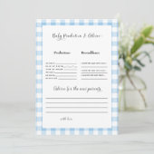 Invitation Prédictions Bébé Gingham Bleu II (Debout devant)