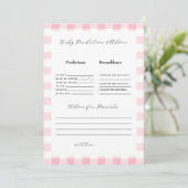 Invitation Prédictions de Baby shower rose En vichy II (Debout devant)