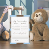 Invitation Prédictions de bébé de douche Blue Gingham et marr