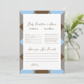 Invitation Prédictions de bébé de douche Blue Gingham et marr (Debout devant)