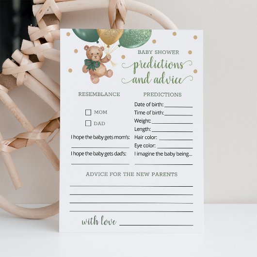 Invitation Prédictions et conseils pour bébé Baby shower Tedd