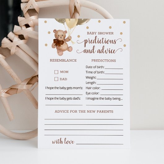 Invitation Prédictions et conseils pour bébé Baby shower Tedd