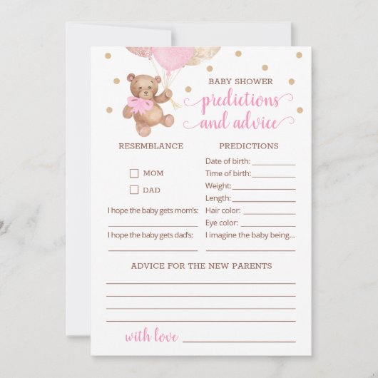 Invitation Prédictions et conseils pour bébé Baby shower Tedd (Devant)