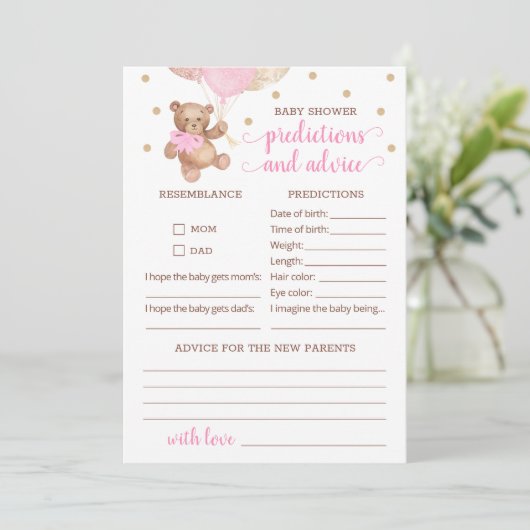 Invitation Prédictions et conseils pour bébé Baby shower Tedd (Debout devant)