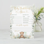Invitation Prédictions et conseils pour bébé Teddy Bear Green (Debout devant)