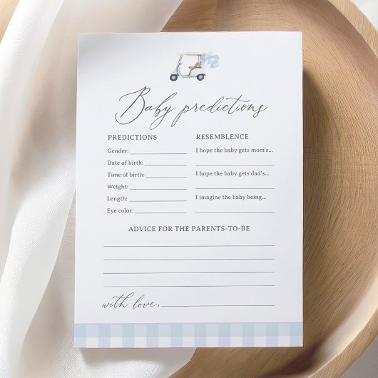 Invitation Prédictions et conseils sur le Baby shower de golf