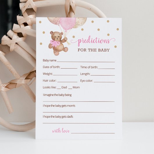 Invitation Prédictions pour bébé pour le Baby shower Teddy Be