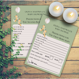 Invitation Prédictions pour jeu de baby shower pour jumeaux