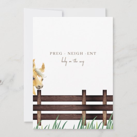 Invitation Preg-neigh-ent Horse C'est un garçon Baby shower I (Dos)