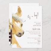 Invitation Preg-neigh-ent Horse C'est un garçon Baby shower I (Devant / Derrière)