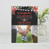 Invitation Pregancy Holiday Chalkboard Poinsettia | Photo (Debout devant)