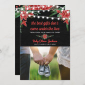 Invitation Pregancy Holiday Chalkboard Poinsettia | Photo (Devant / Derrière)