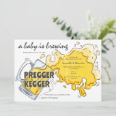 Invitation Pregger Kegger Aquarelle Bière Baby shower Co-ED (Debout devant)