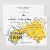 Invitation Pregger Kegger Aquarelle Bière Baby shower Co-ED (Devant / Derrière)