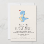 Invitation Preggosaurus Cute Funny Dinosaur Baby Boy douche (Devant)