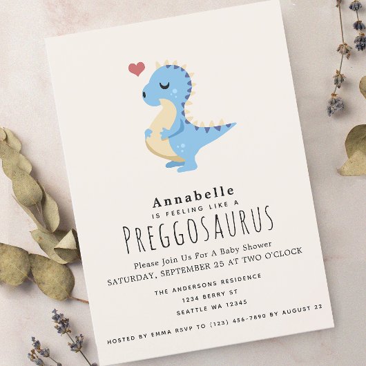 Invitation Preggosaurus Cute Funny Dinosaur Baby Boy douche