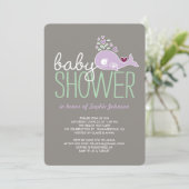 Invitation Pregnant Lilac maman baleine fille Baby shower Inv (Debout devant)