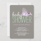 Invitation Pregnant Lilac maman baleine fille Baby shower Inv (Devant)
