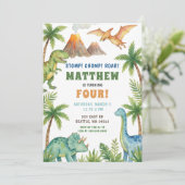Invitation Prehistoric Dinosaur Birthday Party (Debout devant)