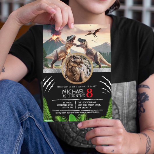 Invitation Prehistoric Dinosaur T-rex Birthday Party